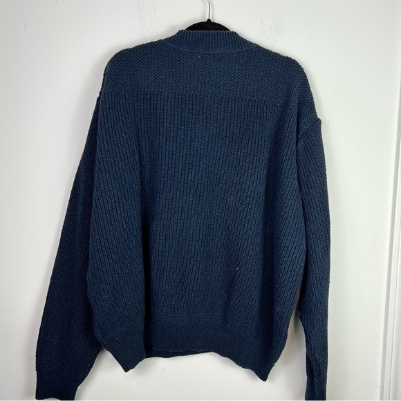 Cabelas Mens Henley Sweater Blue Crew Neck Ribbed Long Sleeve Buttons L - Picture 6 of 8